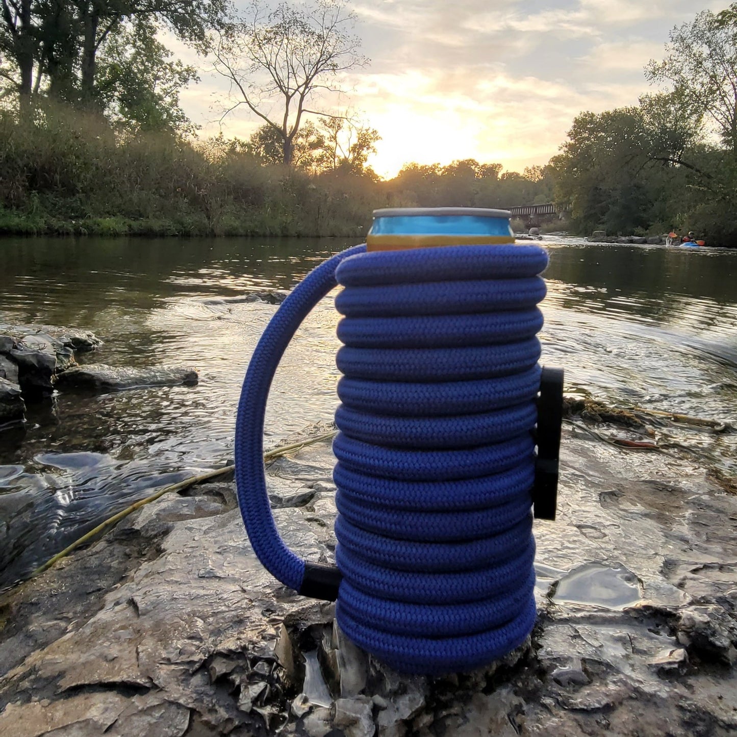 Coozie with Crimp and Loop Handles Tall 12oz. Blue